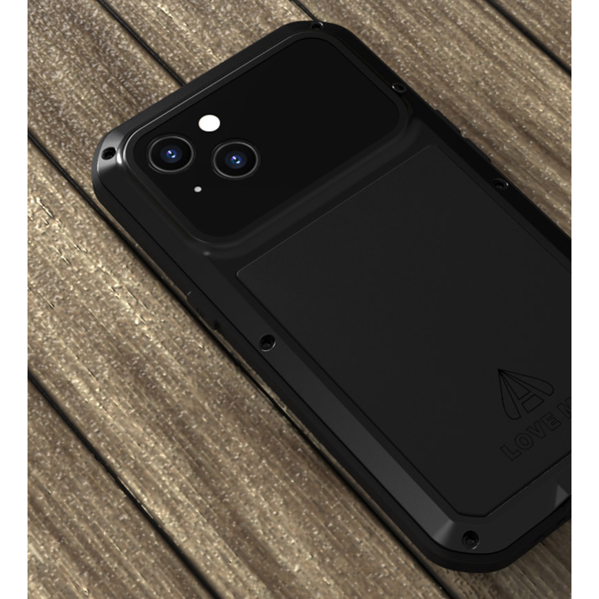  Etui pancerne + szkło LOVE MEI iPhone 13, czarne 